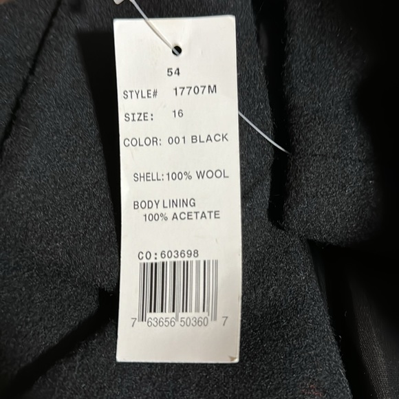 NWT Larry Levine wool coat 16 black - Picture 6 of 7